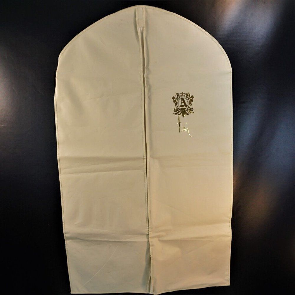 Vintage Zip Up Garment Storage Travel Bag Crown Over Letter A Logo Wedding Crest